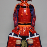【O-060】Scarlet Thread Laced Red Okegawa Two-Piece Cuirass Armor:緋糸威赤桶側二枚胴具足