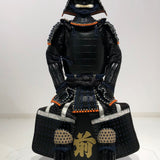 【O-050】Navy Blue Thread Laced Black Matte Riveted Two-Piece Cuirass Armor (Zunari-style Helmet):紺糸威黒艶消鋲綴二枚胴具足(頭形兜)