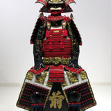【O-014】Red Thread Laced Fur-Trimmed Two-Piece Cuirass Armor (Matte Finish):赤糸威毛引二枚胴具足(艶消塗)