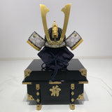 【O-024-K】Deep navy blue thread laced Buddha two-piece cuirass armor (helmet only):紺糸威仏ニ枚胴(兜のみ)