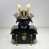 【O-047-K】Deep navy blue thread laced Iyo-style plain lacing two-piece cuirass armor (helmet only):濃紺糸威伊予素懸二枚胴具足(兜のみ)