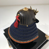 【O-015-K】Deep navy blue thread laced modern small plate two-piece cuirass armor (helmet only):濃紺糸威当世小札二枚胴(兜のみ)