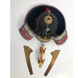 【O-013-K】Deep navy blue thread laced fur pull two-piece cuirass armor (helmet only):紺糸威毛引二枚胴(兜のみ)