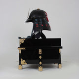 【O-055-K】Navy and Red Thread Laced Munetori Black Barrel-shaped Two-piece Dou Armor (Juunikoma) (Helmet Only):紺赤糸威胸取黒桶側二枚胴具足(十二間)(兜のみ)