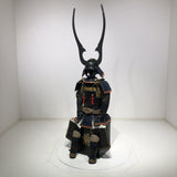 【O-029】Dark Navy Blue Thread Laced Gold Kara Two-Piece Cuirass Armor:濃紺糸威金唐二枚胴具足