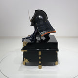 【O-051-K】Navy Blue Thread Laced Black Matte Finish Riveted Two-piece Dou Armor (Momogata) (Helmet Only):紺糸威黒艶消鋲綴二枚胴具足(桃形)(兜のみ)