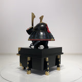 【O-037-K】Dark blue thread laced large-sleeved black two-piece cuirass armor (helmet only):紺糸威大袖黒二枚胴具足(兜のみ)