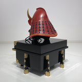 【O-079-K】Deep navy blue thread laced matte red riveted two-piece cuirass armor (peach-shaped helmet) (helmet only):濃紺糸威赤艶消鋲綴二枚胴具足(桃形兜)(兜のみ)