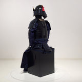 【O-065-1】Deep navy blue thread laced black barrel shoulder guards two-piece cuirass armor:濃紺糸威黒桶側二枚胴具足