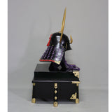 【O-040-K】Purple thread laced flat corner side crest two-piece cuirass armor (helmet only):紫糸威平角脇立ニ枚胴具足(兜のみ)