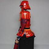 【O-060】Scarlet Thread Laced Red Okegawa Two-Piece Cuirass Armor:緋糸威赤桶側二枚胴具足