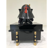 【O-036-K】Black thread laced vertical joined two-piece cuirass armor (helmet only):黒糸威縦矧二枚胴具足(兜のみ)