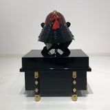 【O-059-K】Deep navy blue thread laced brown barrel shoulder guards two-piece cuirass armor (helmet only):濃紺糸威茶桶側二枚胴具足(兜のみ)