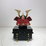 【O-003-K】Red thread laced large plate ō-yoroi armor (helmet only):赤糸威本大札大鎧(兜のみ)