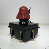 【O-062-K】Dark blue thread laced black barrel shoulder guards two-piece cuirass armor with period lacquer finish (helmet only):濃紺糸威赤桶側二枚胴具足(時代塗)(兜のみ)