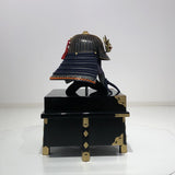 【O-015-K】Deep navy blue thread laced modern small plate two-piece cuirass armor (helmet only):濃紺糸威当世小札二枚胴(兜のみ)