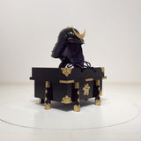 【O-065-1-K】Deep navy blue thread laced black barrel shoulder guards two-piece cuirass armor (helmet only):濃紺糸威黒桶側二枚胴具足(兜のみ)