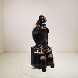 【O-050】Navy Blue Thread Laced Black Matte Riveted Two-Piece Cuirass Armor (Zunari-style Helmet):紺糸威黒艶消鋲綴二枚胴具足(頭形兜)