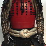 【O-067】Black thread laced Yamatomune shoulder plates two-piece cuirass armor:黒糸威山道頭札二枚胴具足