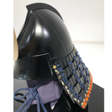 【O-051-K】Navy Blue Thread Laced Black Matte Finish Riveted Two-piece Dou Armor (Momogata) (Helmet Only):紺糸威黒艶消鋲綴二枚胴具足(桃形)(兜のみ)