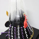 【O-039-K】Wisteria white thread laced raised fur two-piece cuirass armor (helmet only):藤白糸威毛立二枚胴具足(兜のみ)