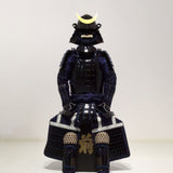 【O-065-1】Deep navy blue thread laced black barrel shoulder guards two-piece cuirass armor：濃紺糸威黒桶側二枚胴具足