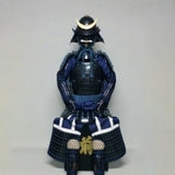 【O-064】Dark Navy Blue Thread Laced Black Barrel Side Two-Piece Cuirass Armor (Handcrafted Matte Lacquer Finish)：紺糸威黒桶側二枚胴具足（手時代塗）