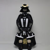 【O-057】Black and White Thread Laced Black Okegawa Two-Piece Cuirass Armor：黒白糸威黒桶側二枚胴具足
