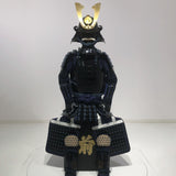 【O-058】Navy Blue Thread Laced Black Okegawa Two-Piece Cuirass Armor with Kuwagata Crest：紺糸威黒桶側二枚胴具足（鍬形）