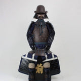 【O-053】Dark blue thread laced iron rusted riveted two-piece cuirass armor with head-shaped helmet：紺糸威鉄錆笠鋲二枚胴具足（頭形兜）