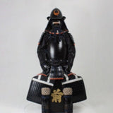 【O-052】Dark blue thread laced black matte riveted two-piece cuirass armor with acorn-shaped helmet：紺糸威黒艶消鋲綴二枚胴具足（椎形兜）