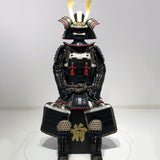 【O-047】Deep navy blue thread laced Iyo-style simple tied two-piece cuirass armor with matte lacquer finish：濃紺糸威伊予素懸二枚胴具足(艶消塗)
