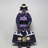 【O-056】Purple thread laced chest-fastened black barrel shoulder guards two-piece cuirass armor：紫糸威胸取黒桶側二枚胴具足