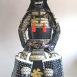 【O-031】Navy Blue Laced Chest-Covering Two-Piece Cuirass Armor：樫鳥糸威二枚胴具足