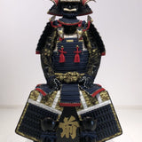【O-013】Dark Navy Blue Thread Laced Fur-Trimmed Two-Piece Cuirass Armor (Matte Finish)：紺糸威毛引二枚胴具足（艶消塗）