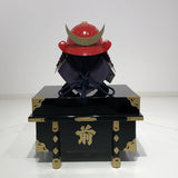 【O-061-K】Deep navy blue thread laced red barrel shoulder guards two-piece cuirass armor (helmet only)：濃紺糸威赤桶側二枚胴具足（兜のみ）