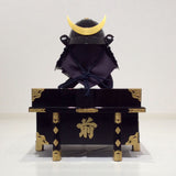 【O-065-1-K】Deep navy blue thread laced black barrel shoulder guards two-piece cuirass armor (helmet only)：濃紺糸威黒桶側二枚胴具足（兜のみ）