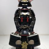 【O-047】Deep navy blue thread laced Iyo-style simple tied two-piece cuirass armor with matte lacquer finish：濃紺糸威伊予素懸二枚胴具足(艶消塗)