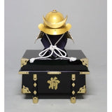 【O-073-K】White thread laced gold-lacquered barrel shoulder guards two-piece cuirass armor (helmet only)：白糸威金塗桶側二枚胴具足（兜のみ）