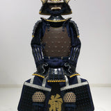 【O-046】Navy Blue Thread Laced Rusted Iron Dome Riveted Two-Piece Cuirass Armor：紺糸威鉄錆笠鋲二枚胴具足