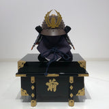 【O-045-K】Deep navy blue thread laced rusted iron riveted two-piece cuirass armor (helmet only)：紺糸威鉄錆鋲綴二枚胴具足（兜のみ）
