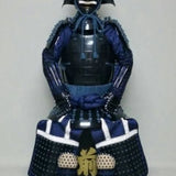 【O-064】Dark Navy Blue Thread Laced Black Barrel Side Two-Piece Cuirass Armor (Handcrafted Matte Lacquer Finish)：紺糸威黒桶側二枚胴具足（手時代塗）