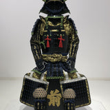 【O-044】Navy Blue Thread Laced Mugwort-Colored Diamond Stitch Two-Piece Cuirass Armor：紺糸威蓬菱綴二枚胴具足