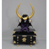 【O-040-K】Purple thread laced flat corner side crest two-piece cuirass armor (helmet only)：紫糸威平角脇立ニ枚胴具足（兜のみ）