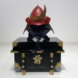 【O-079-K】Deep navy blue thread laced matte red riveted two-piece cuirass armor (peach-shaped helmet) (helmet only)：濃紺糸威赤艶消鋲綴二枚胴具足（桃形兜)（兜のみ）