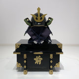 【O-044-K】Deep navy blue thread laced yomogi diamond laced two-piece cuirass armor (helmet only)：紺糸威蓬菱綴二枚胴具足（兜のみ）