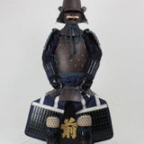 【O-053】Dark blue thread laced iron rusted riveted two-piece cuirass armor with head-shaped helmet：紺糸威鉄錆笠鋲二枚胴具足（頭形兜）