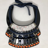 [N-004] Dark Blue Silk-Laced Throat Guard