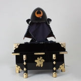 【O-052-K】Navy Blue Thread Laced Black Matte Finish Riveted Two-piece Dou Armor (Shiigata) (Helmet Only)：紺糸威黒艶消鋲綴二枚胴具足（椎形）（兜のみ）