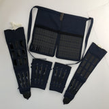 [O-075] Three-Piece Black-Lacquered Arm Gauntlet, Shin Guard, and Thigh Armor Set